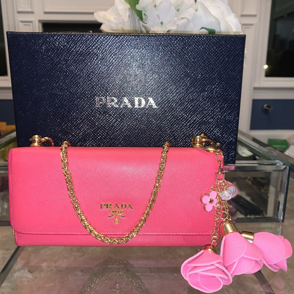 Prada light magenta crossbody wallet